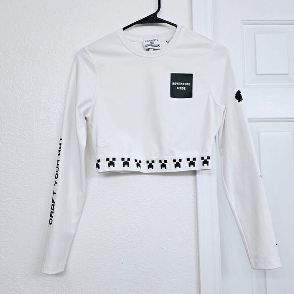 Lacoste Tops - Lacoste x Minecraft White Cropped T-Shirt Size S 38 Gamer Streetwear Collab